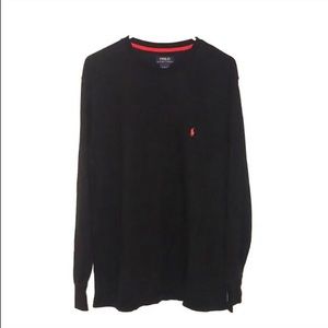 Polo Ralph Lauren black thermal crewneck shirt.